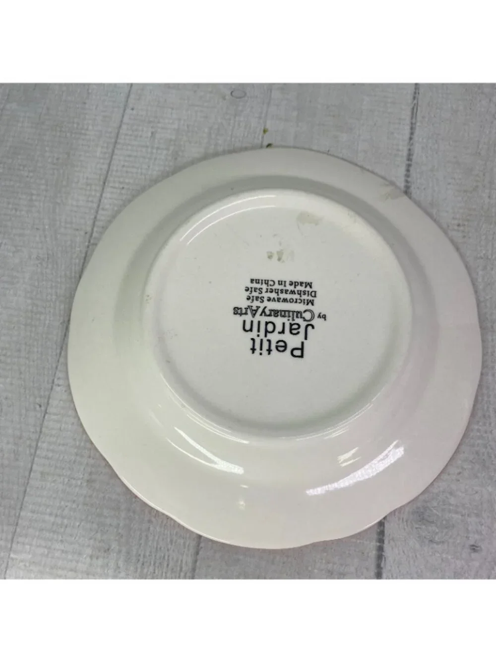 Culinary Arts PETIT JARDIN Yellow Blue Flower Scallop Ceramic Salad Plate Set 4